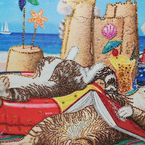 Bejeweled Cats on a Beach Art - Picture 8 of 15